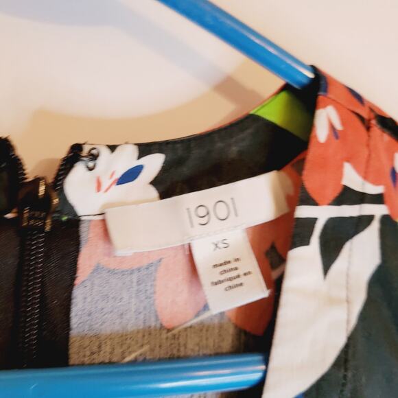 1901 womens black and green floral print cotton poplin v-neck romper size XS - Picture 3 of 10